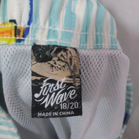 First Wave TOUCAN-PRINT SWIM SHORTS BLUE Boys Size 18/20 - Picture 4 of 6